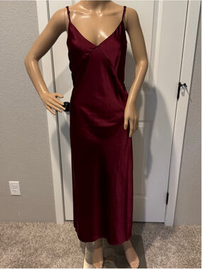 Women's A New Day Burgundy Silky Maxi Slip Dress M
